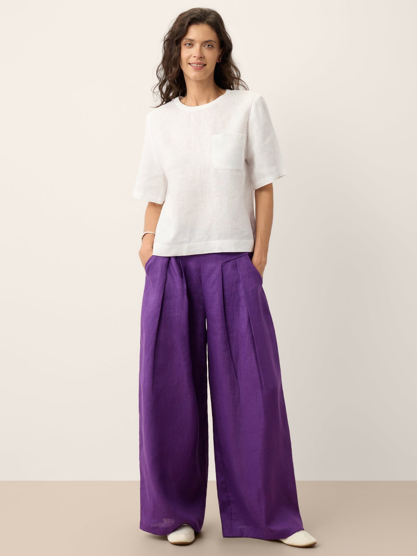 100% Linen Drop Shoulder Boxy Top REGINA