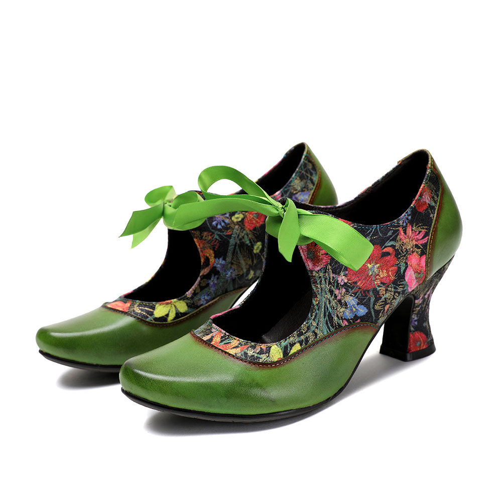 Women's Pumps Mary Jane Handmade Shoes Vintage Shoes Party Outdoor Daily Elegant Bohemia Heels