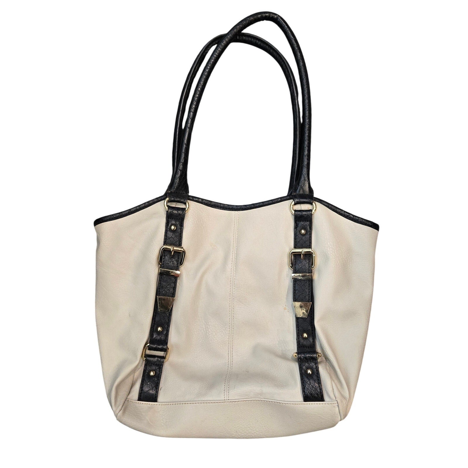 APT. 9 Cream/White with Black Trim Shoulder Bag/Tote Bag