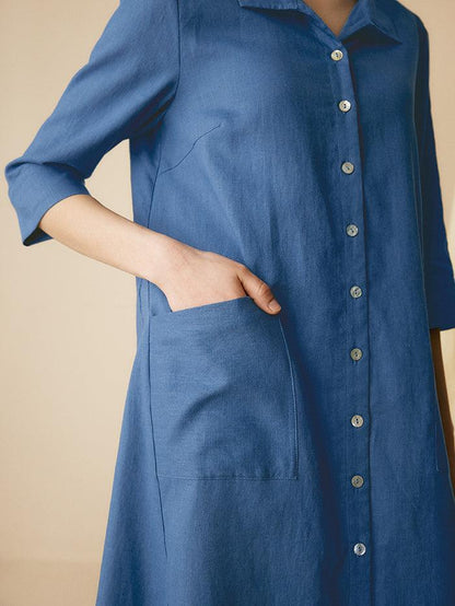 100% Linen Shirt Dress MADISON