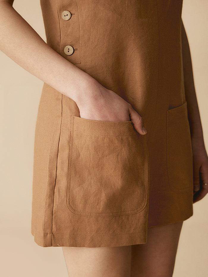 100% Linen U-Neck Short Jumpsuit KENDALL
