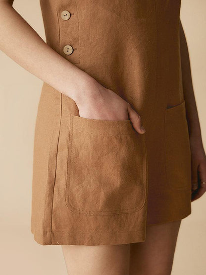 100% Linen U-Neck Short Jumpsuit KENDALL