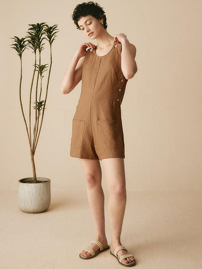 100% Linen U-Neck Short Jumpsuit KENDALL