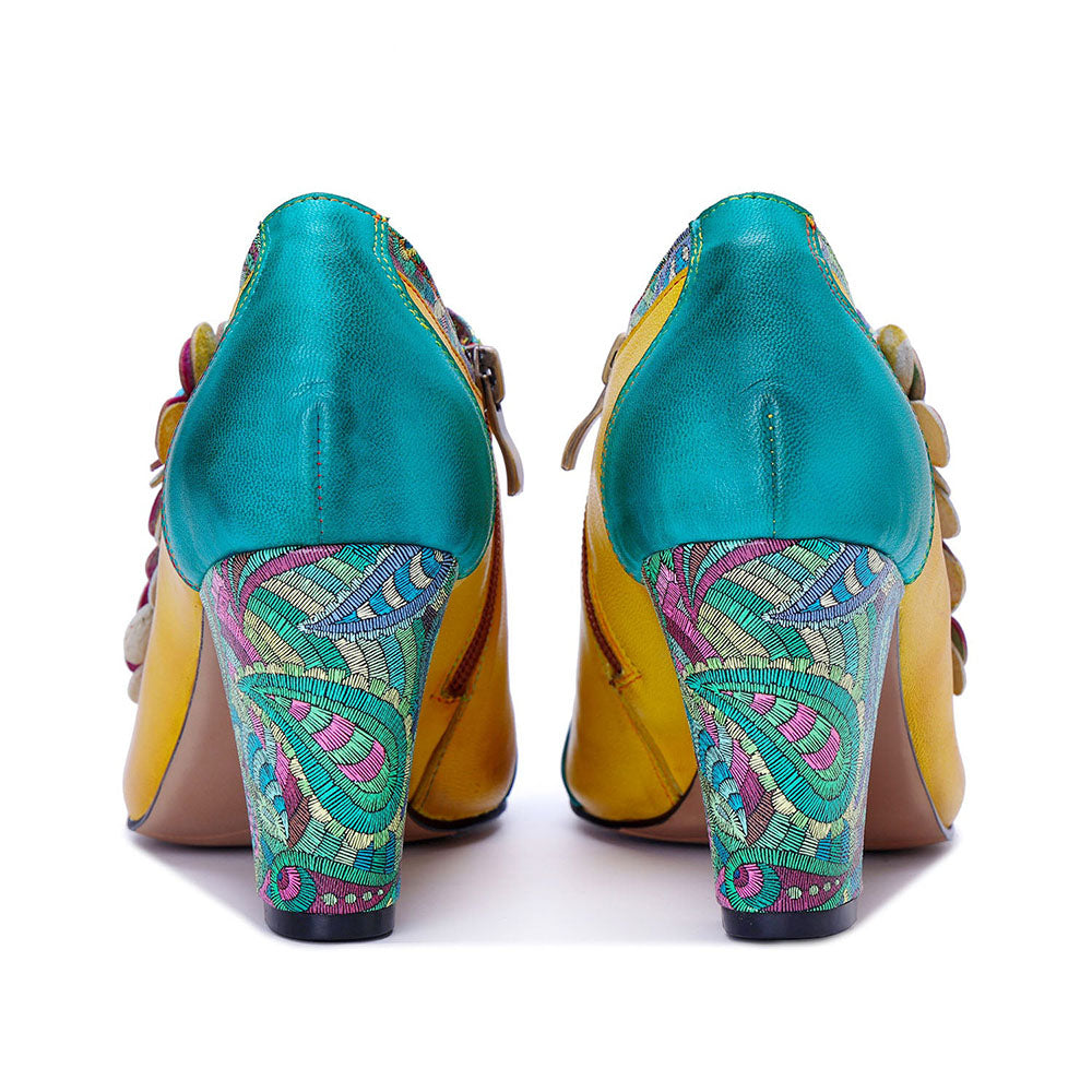 Colorstepshoes Vintage Handmade Bohemian Graffiti Pumps
