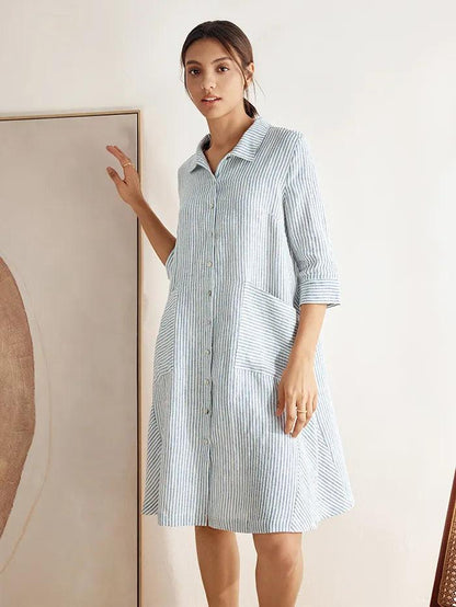 100% Linen Shirt Dress MADISON