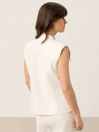 Linen Four-Pocket Tailored Sleeveless Vest COSIMA