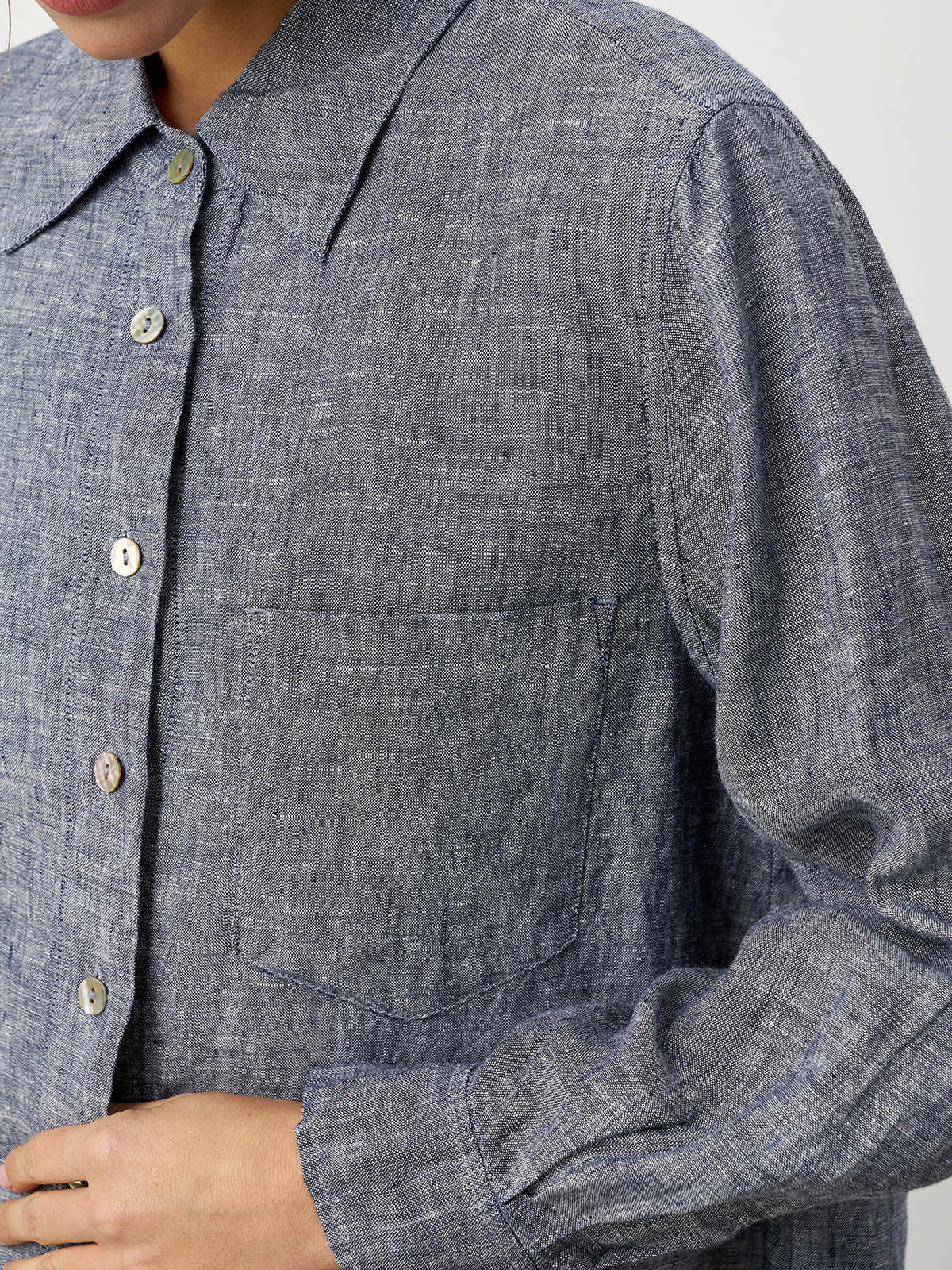 100% Linen Relaxed Drop Shoulder Pocket Shirt ASTER