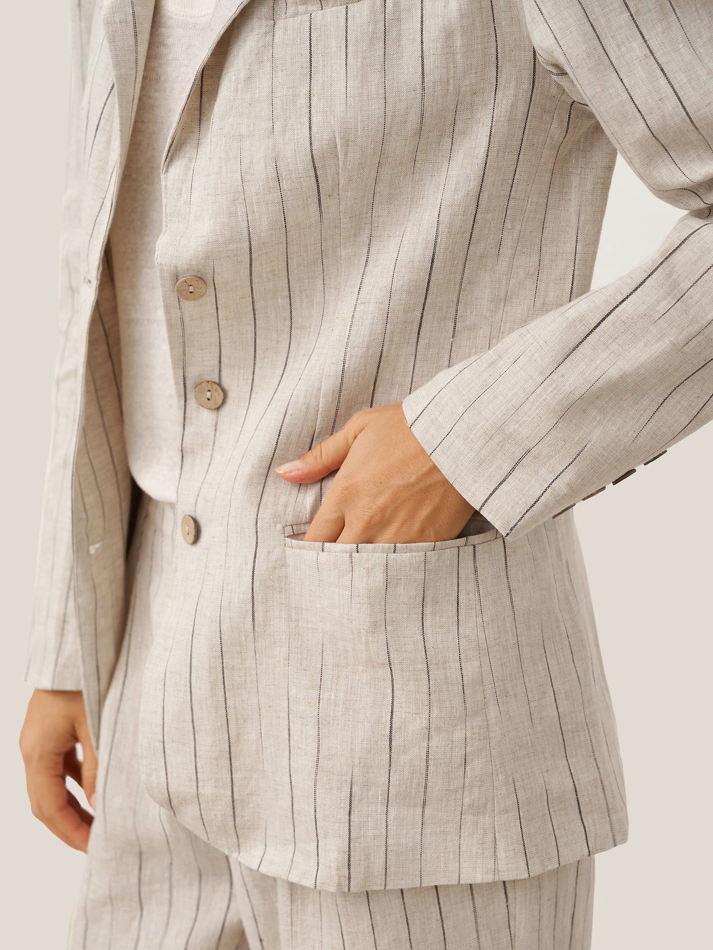 100% Linen Sketch Stripe Suit Set ELOISE