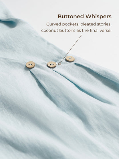 100% Linen Vintage A-Line Button Detail Midi Dress AMIN
