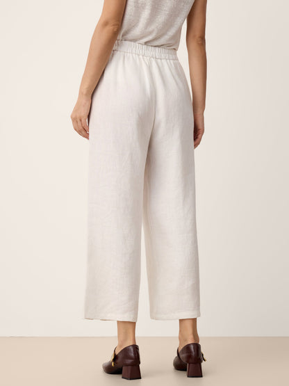 100% Linen Buttoned Split-Hem Pants ALINA