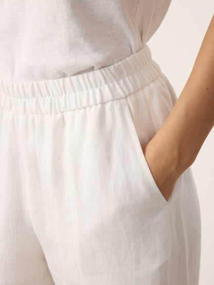 100% Linen Buttoned Split-Hem Pants ALINA