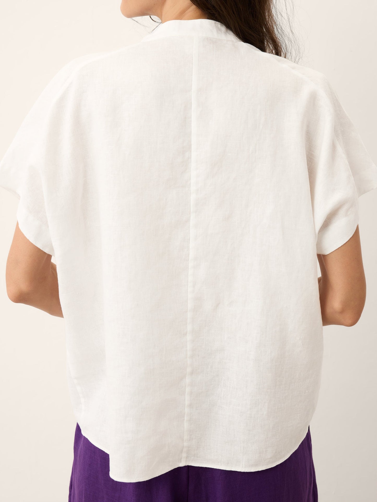 100% Linen Double Ruffle Soft Collar Top VERONICA