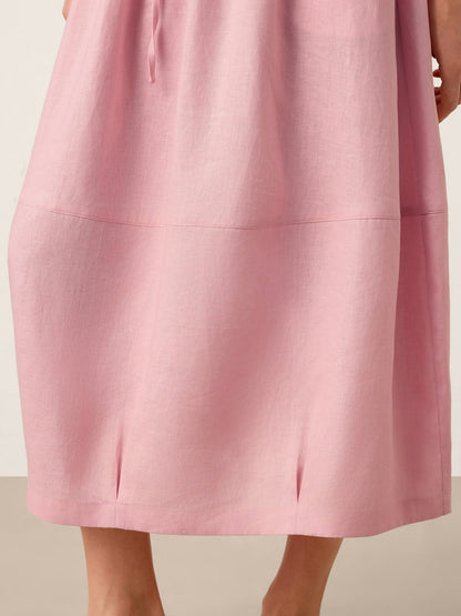 100% Linen Drawstring Lantern Maxi Skirt with Pockets ROXANNE