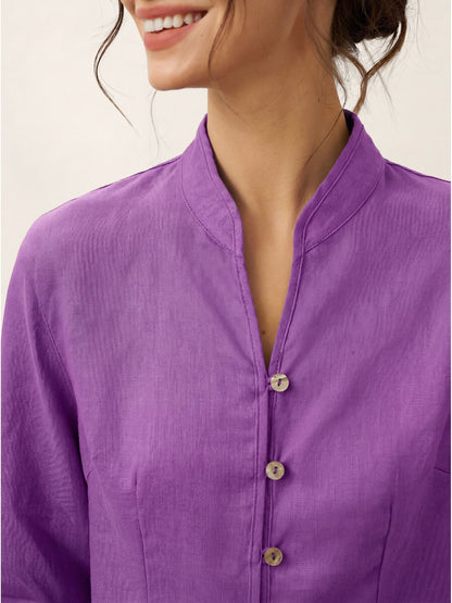 100% Linen Hand Button Fitted Jacket AMELIA