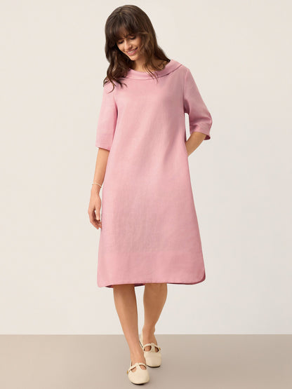 100% Linen Sculpted Bateau Tie-Back Mini Dress SABRINA