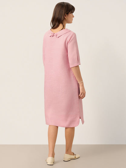 100% Linen Sculpted Bateau Tie-Back Mini Dress SABRINA