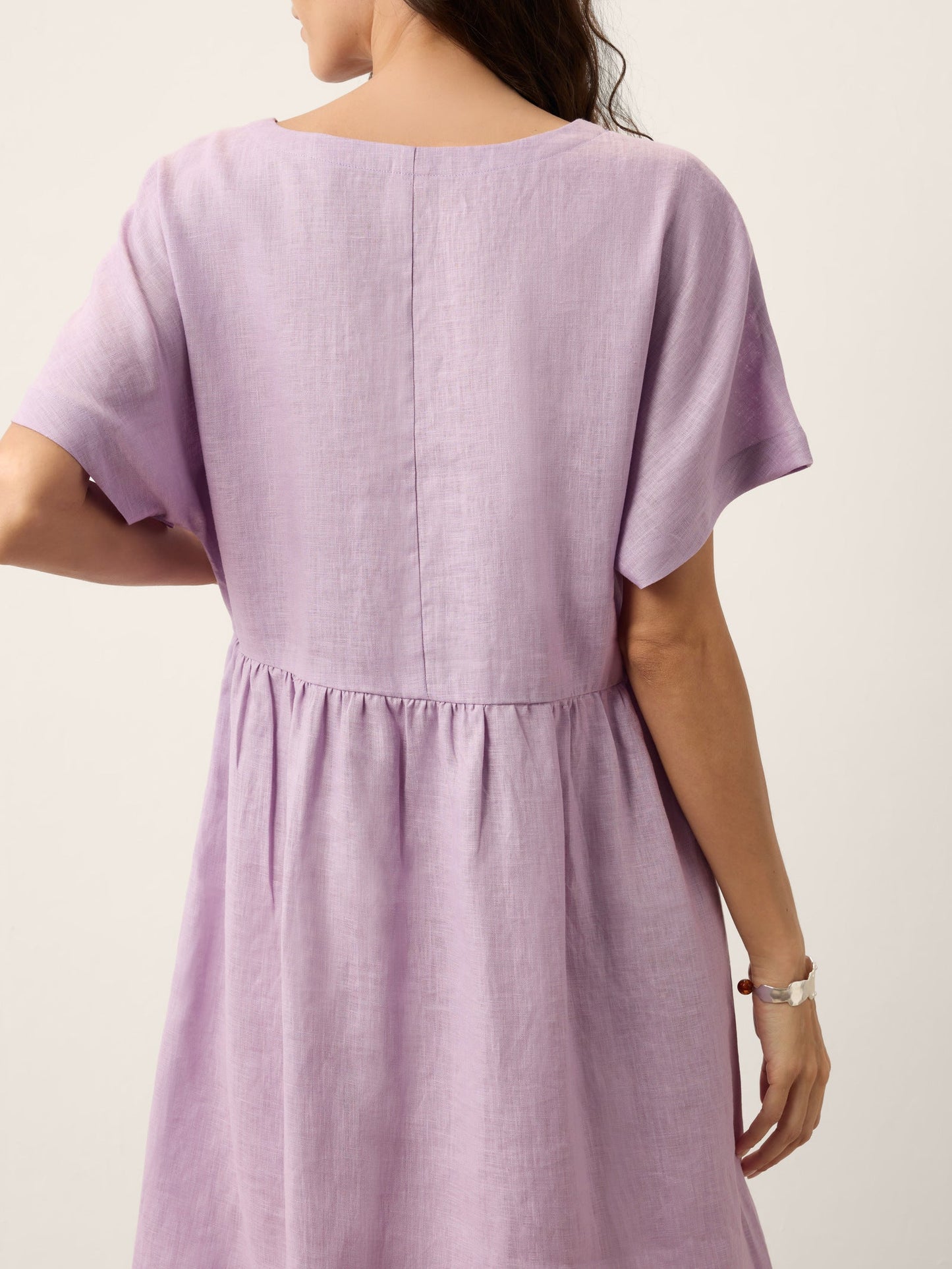 100% Linen Sculpted Waist Batwing Midi Dress TIVIA