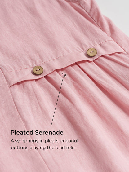 100% Linen Sleeveless Accordion Pleat Midi Dress TINA