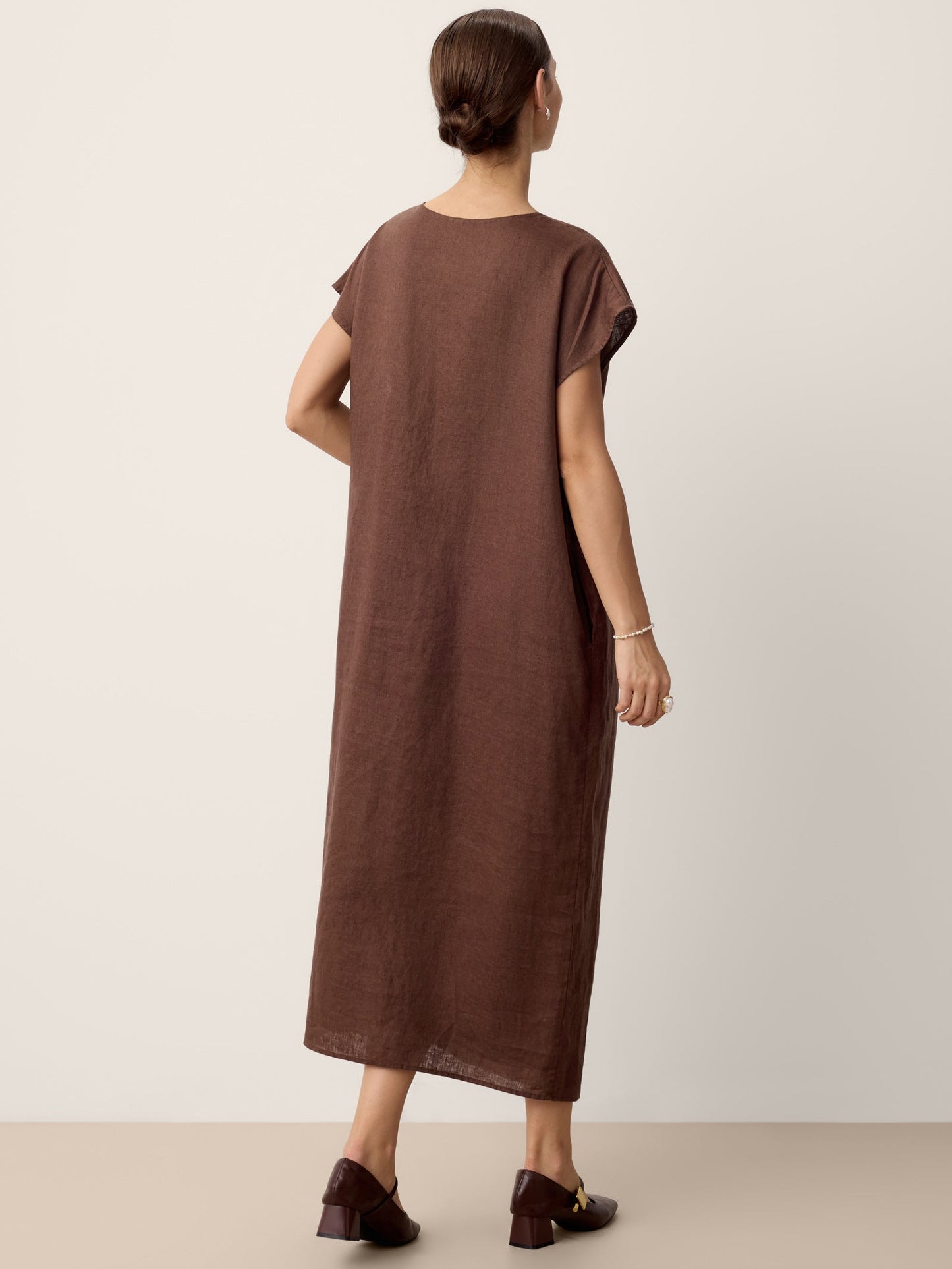 100% Linen Twist-Waist Slit Maxi Dress LYNETTE