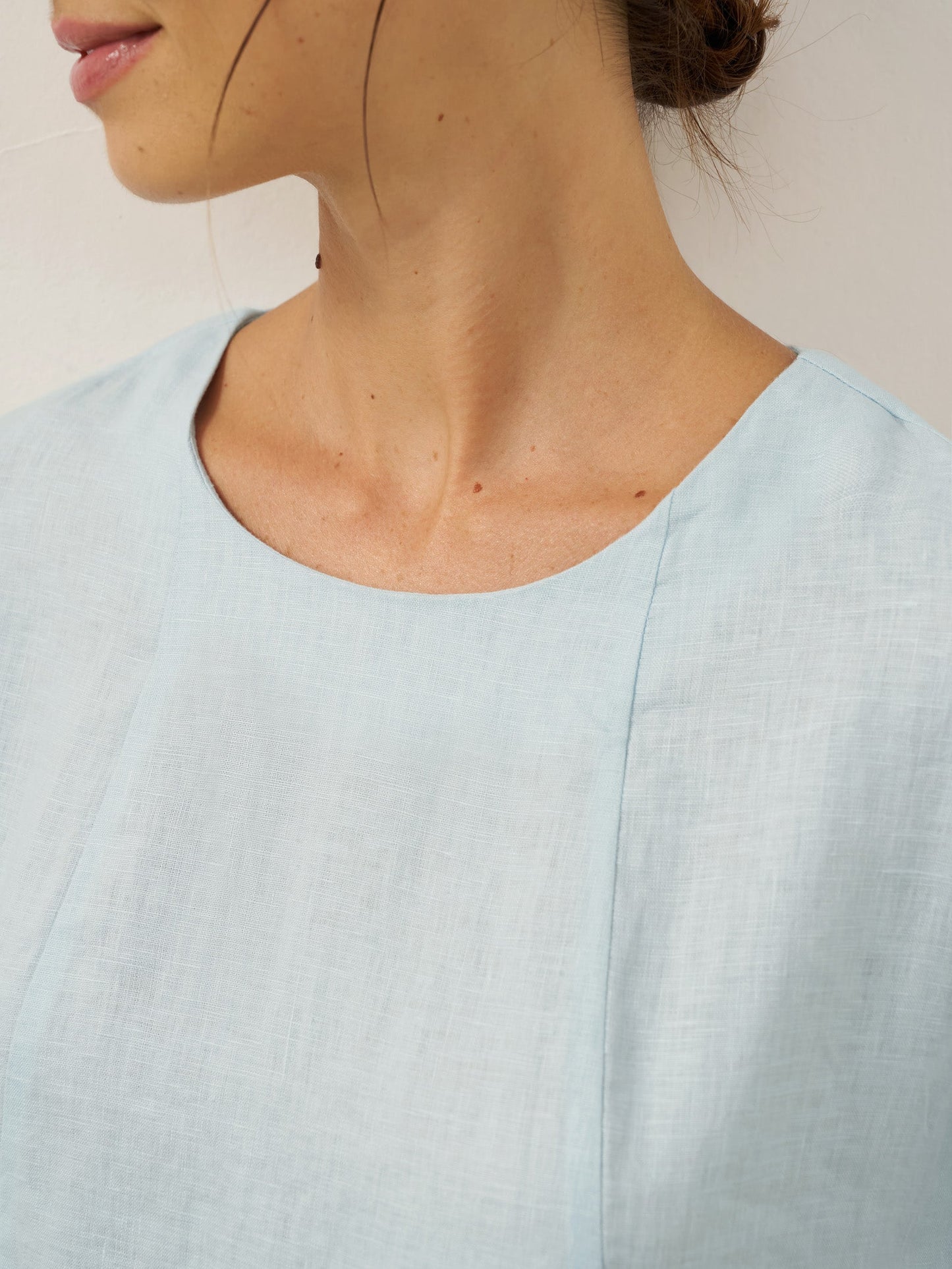 100% Linen Vintage A-Line Button Detail Midi Dress AMIN