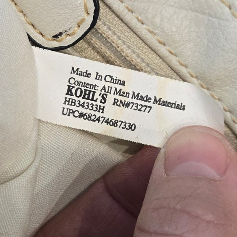 APT. 9 Cream/White with Black Trim Shoulder Bag/Tote Bag