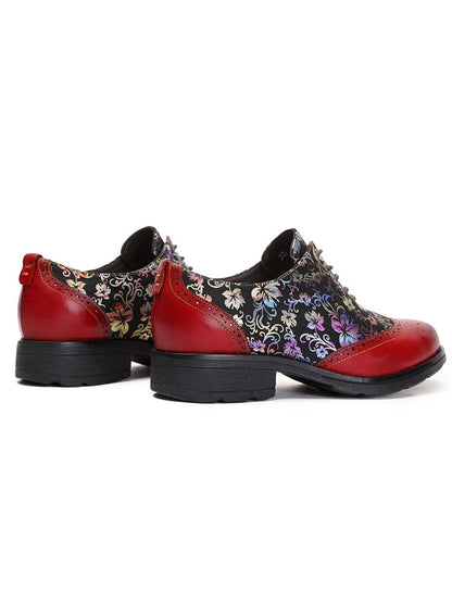 Karter Flower Handmade Brogue Flat Shoes