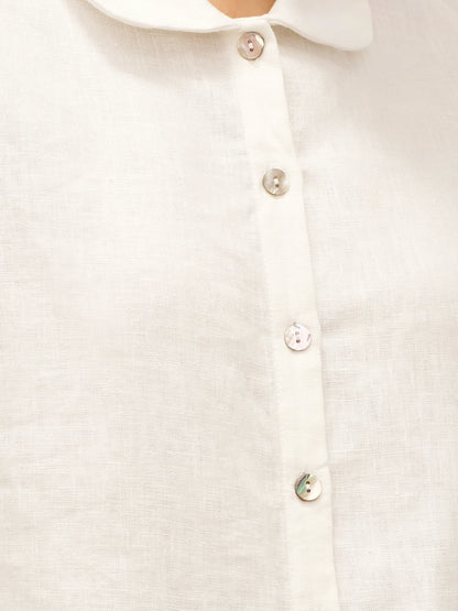 100% Linen Peter Pan Collar 3/4 Sleeve Shirt ASTRID