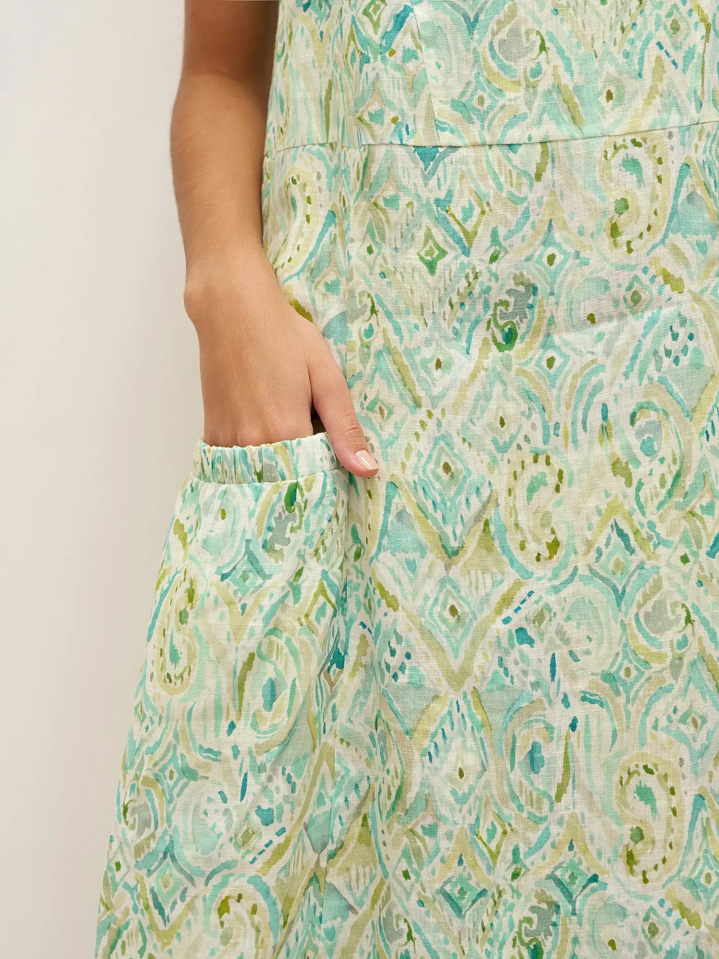 100% Linen Floral Swing Beach Tank Dress LORRAINE