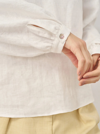 100% Linen Mock Neck Long-Sleeve Top DEANNA