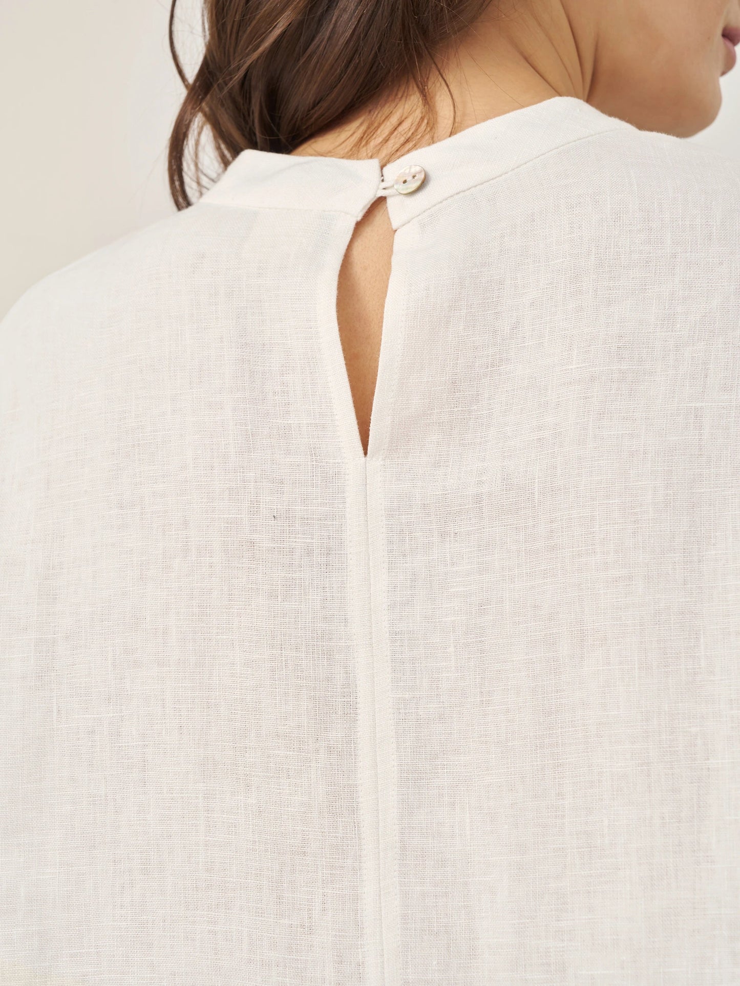 100% Linen Mock Neck Long-Sleeve Top DEANNA