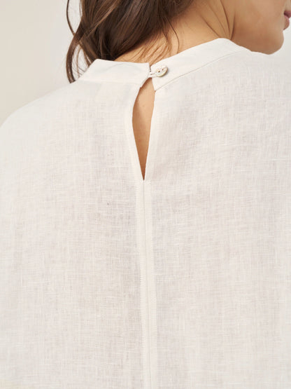 100% Linen Mock Neck Long-Sleeve Top DEANNA