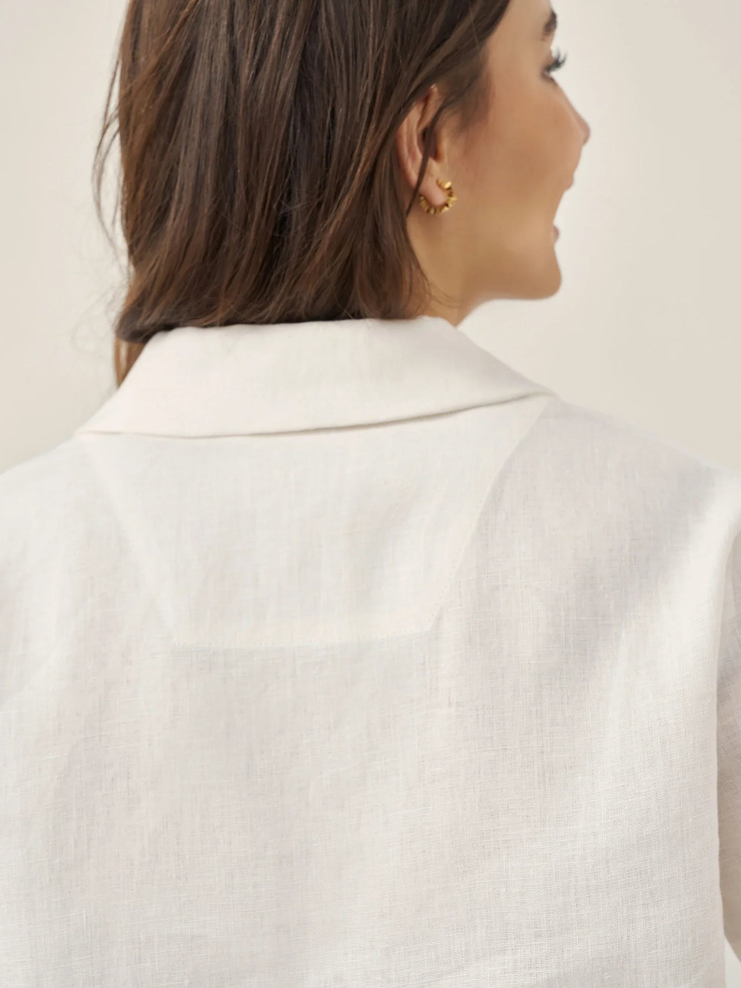 100% Linen Button-Up Short Sleeve Shirt ORENDA