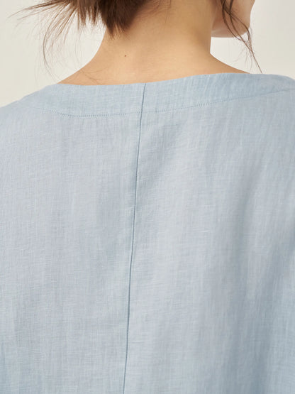 100% Linen Boatneck 3/4 Length Sleeve Top AURORA