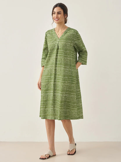 100% Linen V-Neck Dot Mini Dress LIRA