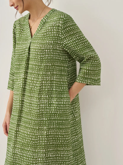 100% Linen V-Neck Dot Mini Dress LIRA