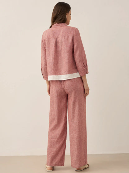 100% Linen Elastic Waist Straight-Leg Trousers JOURDAN