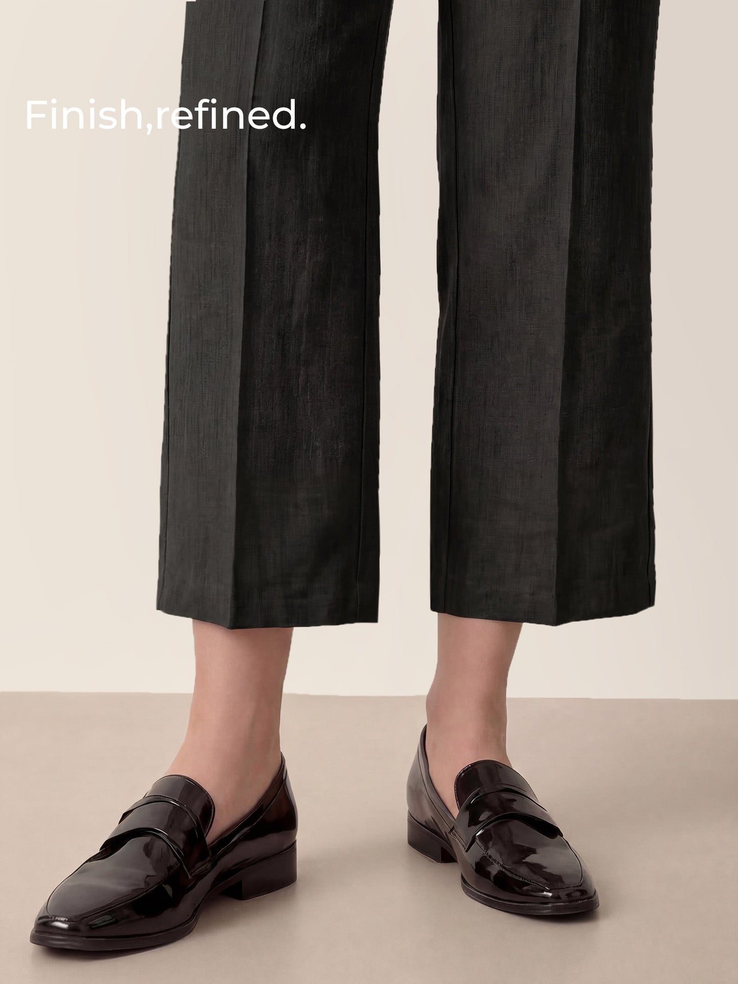 Linen Tailored Wide Leg Full Length Pants LEIGHTON