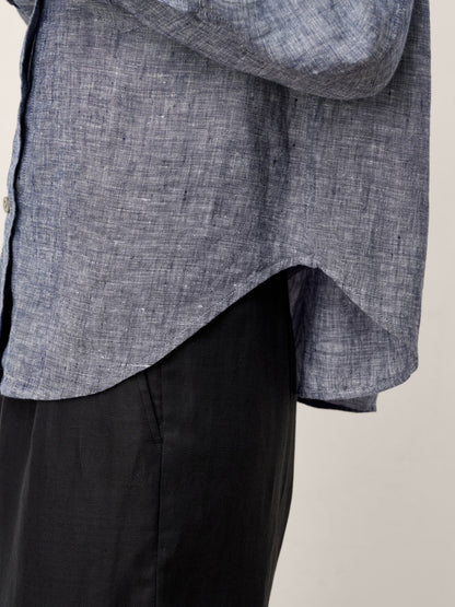 100% Linen Relaxed Drop Shoulder Pocket Shirt ASTER