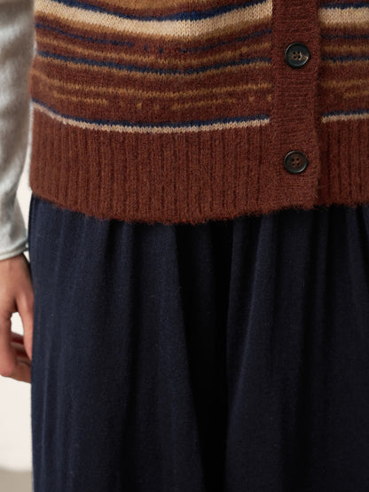 Mongolian Cashmere and Mulberry Silk Colorblock Stripe Button-Front Vest SOPHIE
