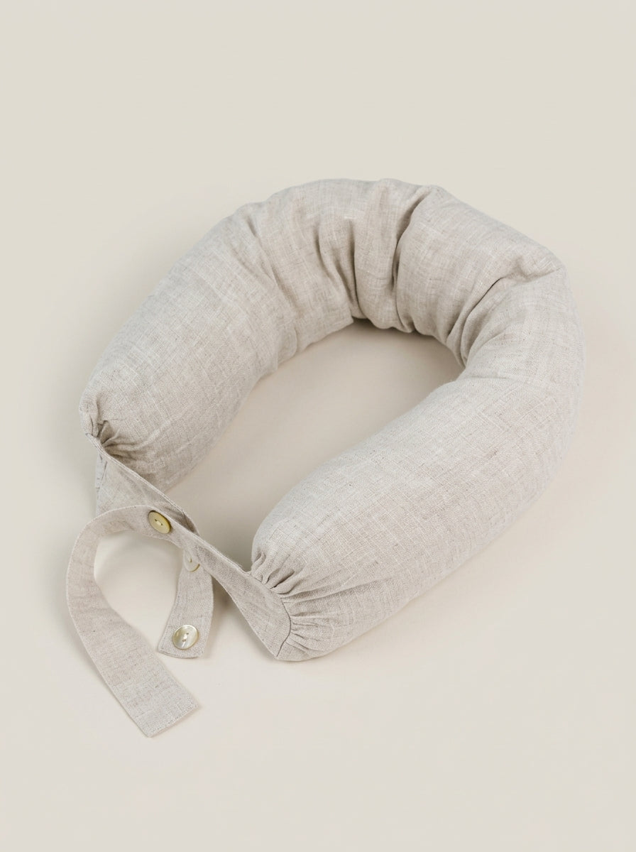 Linen Adjustable Neck Support Travel Pillow