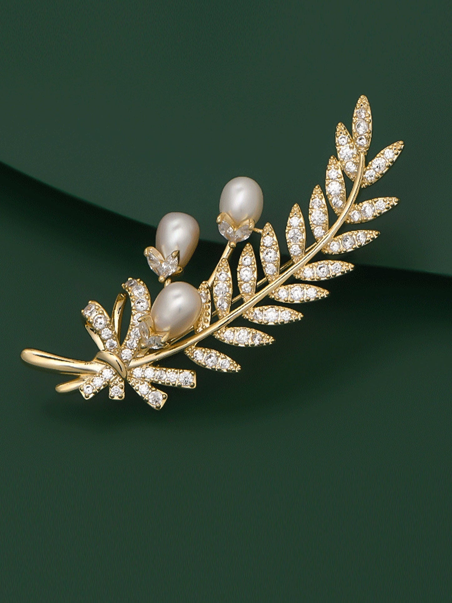 Freshwater Pearl & Alloy Wheat Ear Brooch