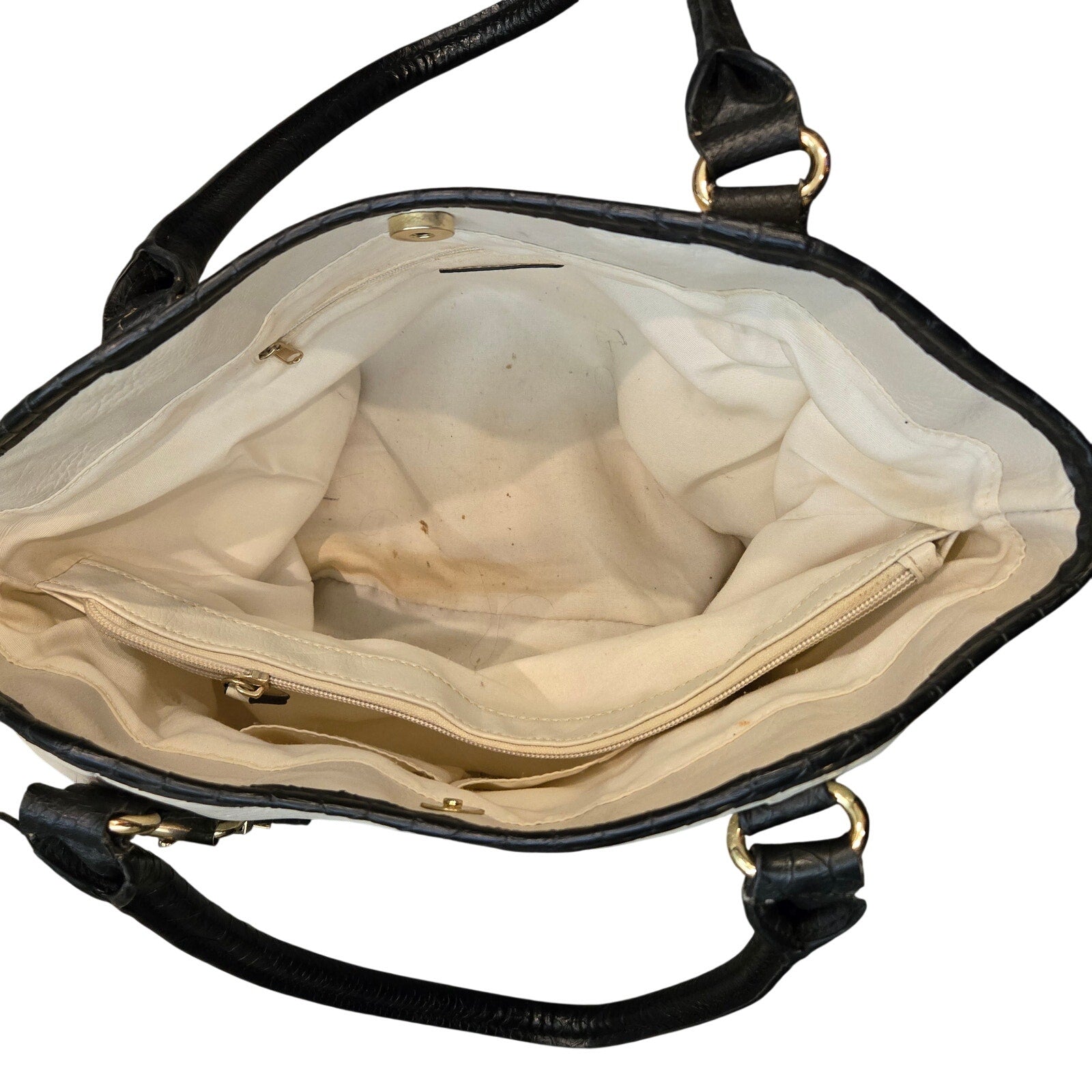 APT. 9 Cream/White with Black Trim Shoulder Bag/Tote Bag