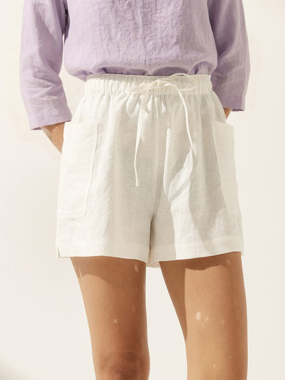 100% Linen Utility Side Pocket Short WYNNIE