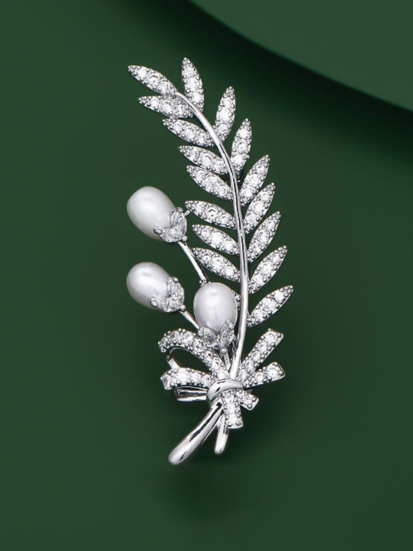 Freshwater Pearl & Alloy Wheat Ear Brooch