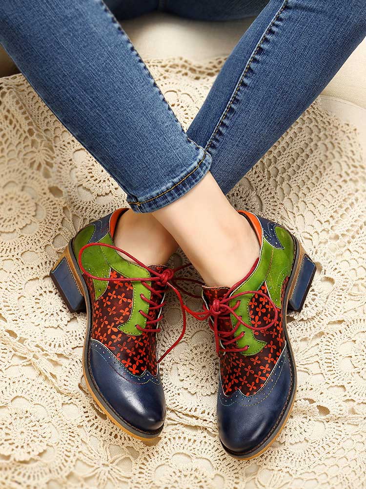 Casual Vintage Handmade Style Leather Brogue Shoes