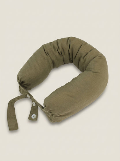 Linen Adjustable Neck Support Travel Pillow