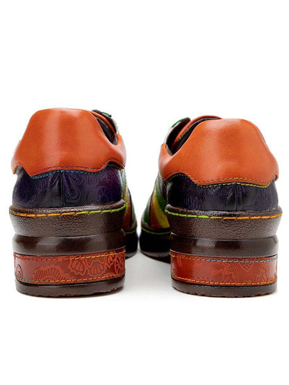 Casual Lace Up Loafers Shoes Women's Leather Comfy Flats