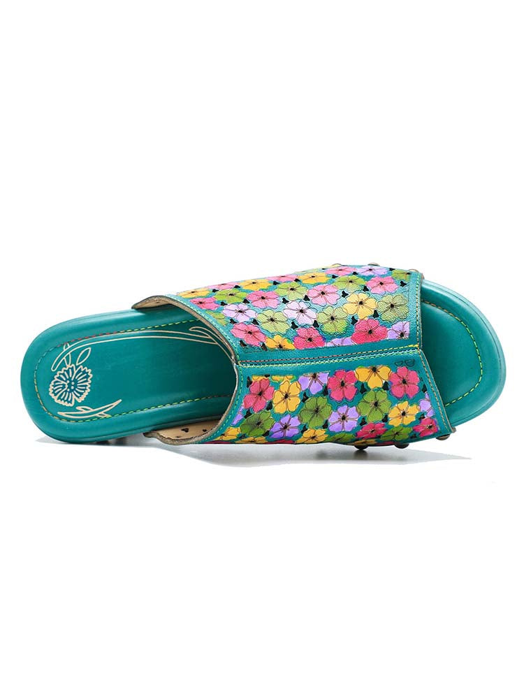Retro Handmade Four-color Printed Sandals