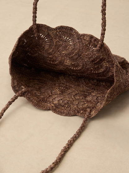 Handwoven Raffia Floral Pattern Tote Bag