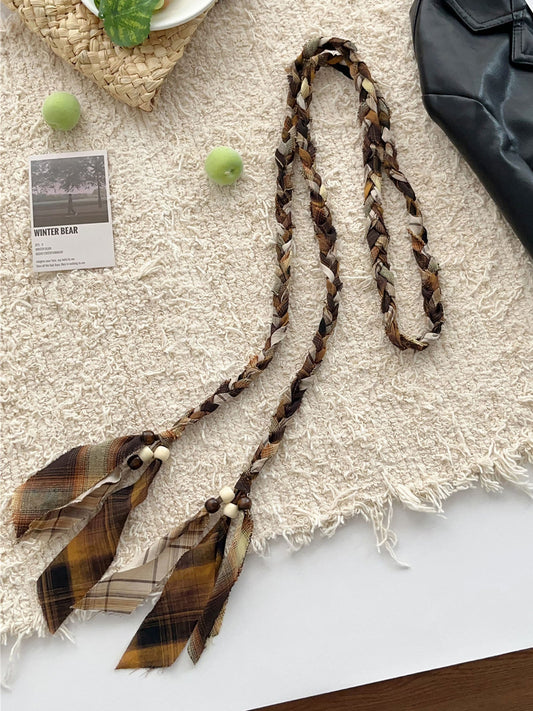 Linen Woven Belt With Fringes